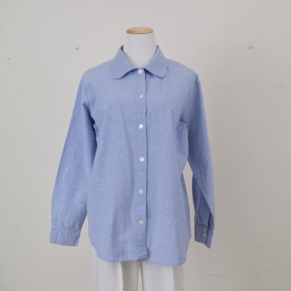 Vintage 80s Cotton Button-Up Embroidered Blouse size M - Picture 3 of 10